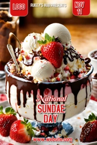 Maximalist National Sundae Day Celebration Pinterest Graphic template