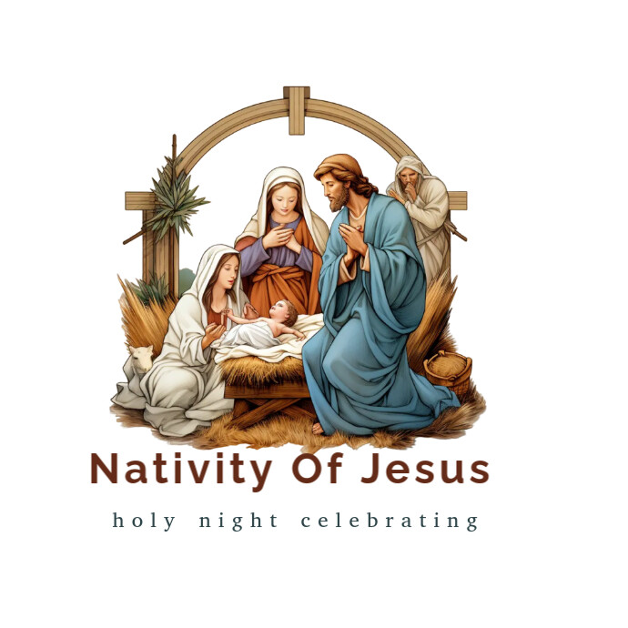 Maximalist Nativity Of Jesus Colorful Scene Elements Logo Ilogo template