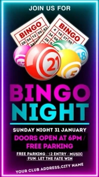 Maximalist Neon Bingo Night Event Instagram Story Video  Instagram Story template
