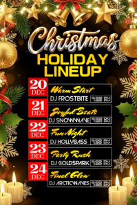 Maximalist Neon Christmas Party Lineup Poster template