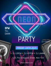 Maximalist Neon Party Flyer (us Letter) template