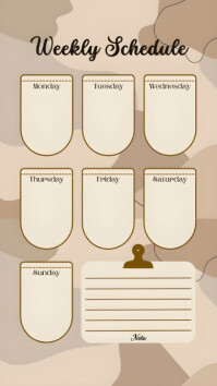 Maximalist Neutral Aesthetic Weekly Schedule Planner – Editable 7-day Organizer Template With Notes Digital Display (9:16)