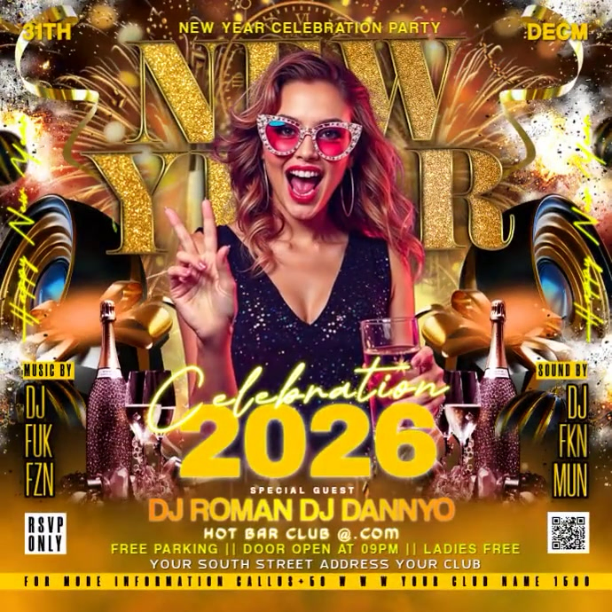 Plantilla de Maximalist New Year Celebration 2026 Square (1:1 ...