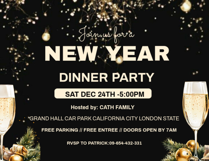 Maximalist New Year Dinner Party Invitation Flyer (us Letter) Template ...