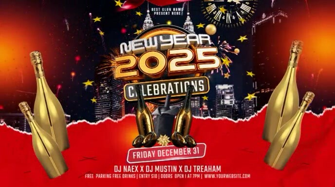 Maximalist New Year Eve Digital Display Digital Display (16:9) template