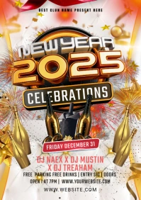 Maximalist New Year Eve Flyer A5 template