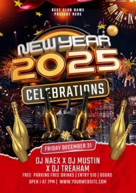 Maximalist New Year Eve Flyer A5 template