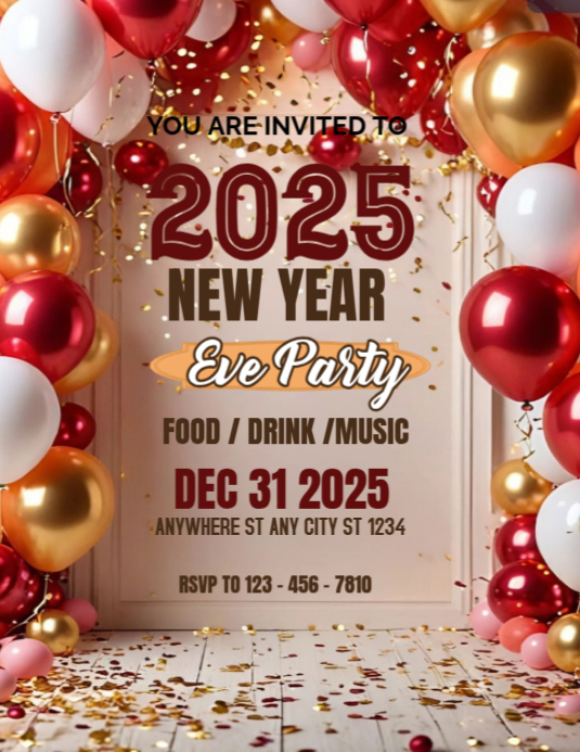Maximalist New Year Eve Party Flyer (us Letter) Template | PosterMyWall