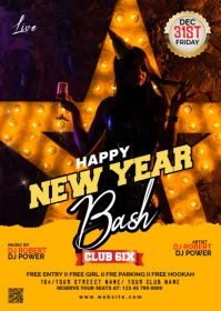 Maximalist New Year Flyer A6 template