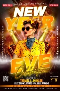 Maximalist New Year Party Flyer Poster Plakkaat template