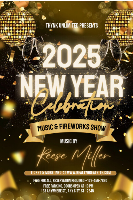 Maximalist New Year Party Poster Template | PosterMyWall