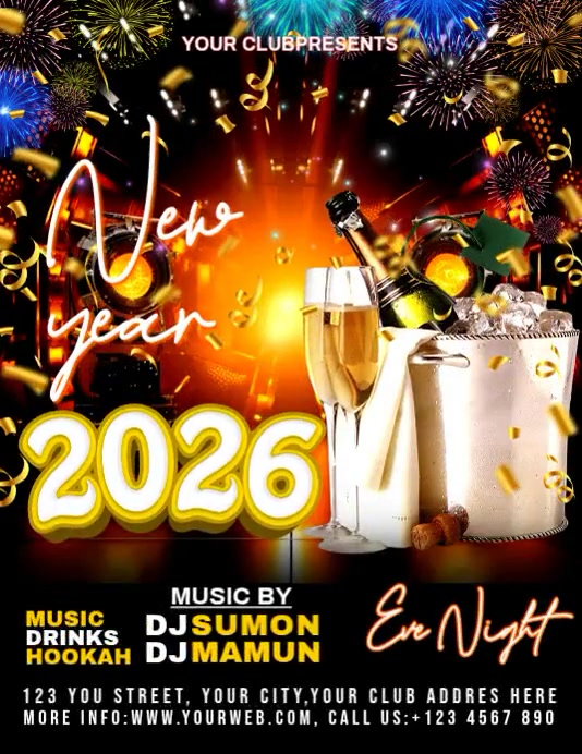 Maximalist New Year Party Video Flyer Flyer (us Letter) Template ...