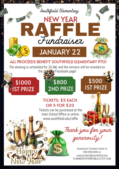 White Fundraiser Raffle Flyers Template | PosterMyWall