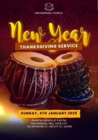 Maximalist New Year Thanksgiving Service A4 template
