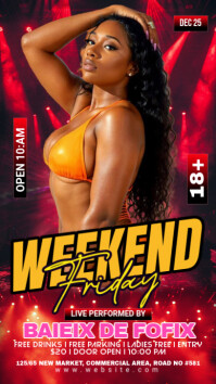 Red Weekend Party Facebook Story Template