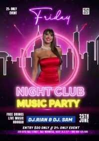 Maximalist Night Club Music Party A3 template