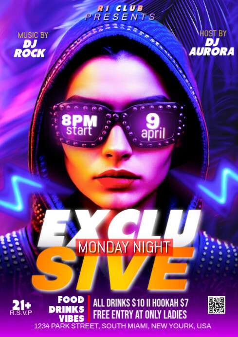 Maximalist Night Club Party Flyer A3 template