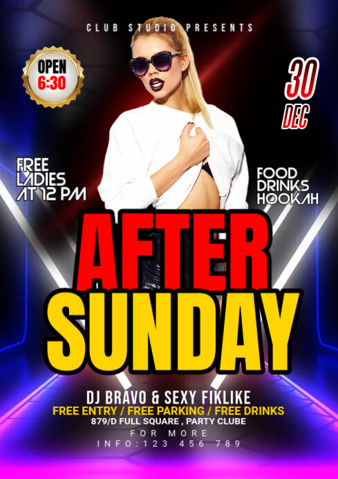 Maximalist Night Club Party Flyer Template A3