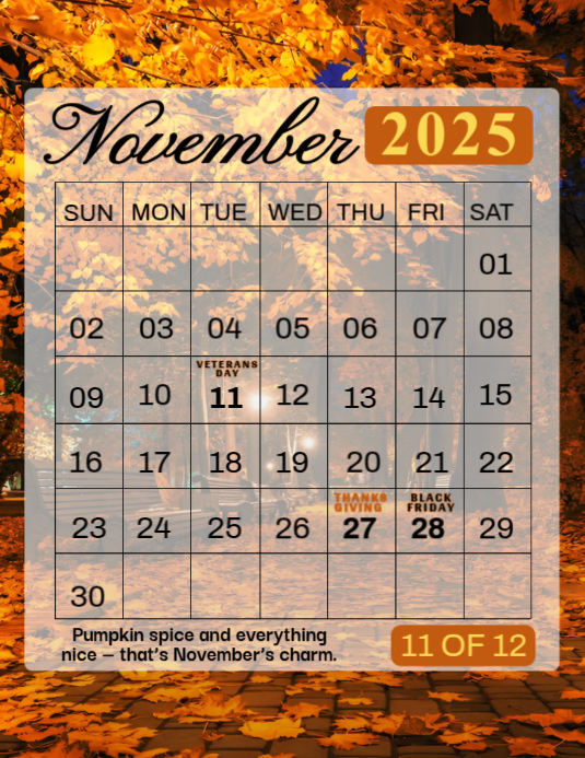 Modèle Maximalist November Calendar Flyer (us Letter) | PosterMyWall