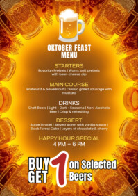 橙色 Oktoberfest Menu A2 Template