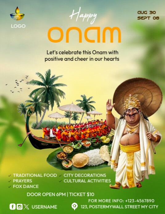 Maximalist Onam Festival Celebration Poster Template Flyer (us Letter ...