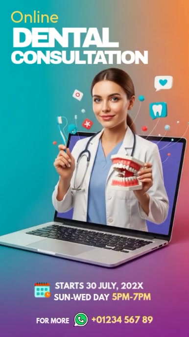 Maximalist Online Dental Consultation Instagram Story Instagram-verhaal template