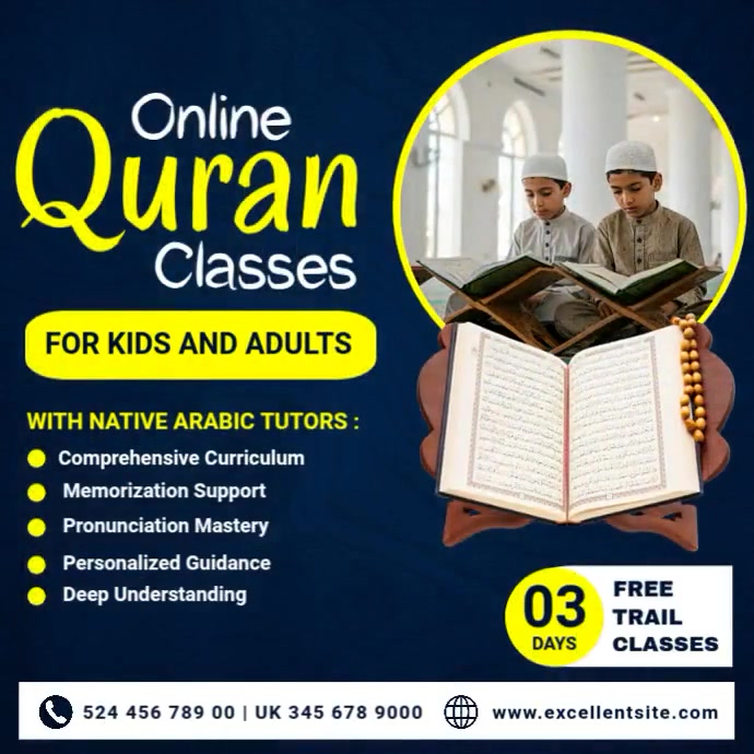Copy of Maximalist Online Quran Classes Ad Video Template Instagram ...