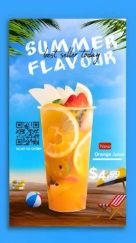 Maximalist Orange Juice Summer Template  Digi Digitale Vertoning (9:16)