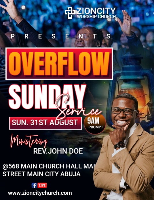 Maximalist Overflow Sunday Service  Flyer (us Letter) template