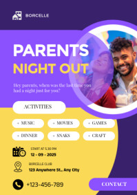 Maximalist Parents Night Out Flyer A4 template