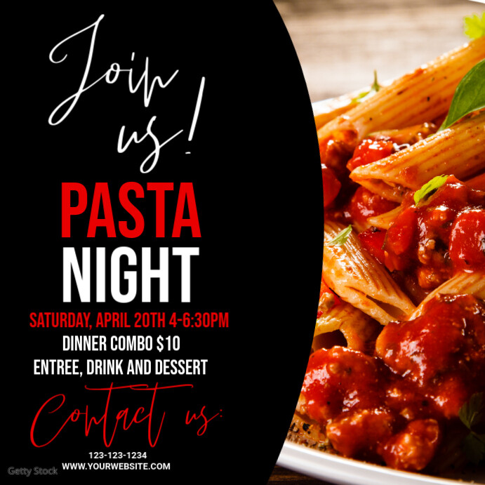 Maximalist Pasta Dinner  Fundraiser  Instagram Post template