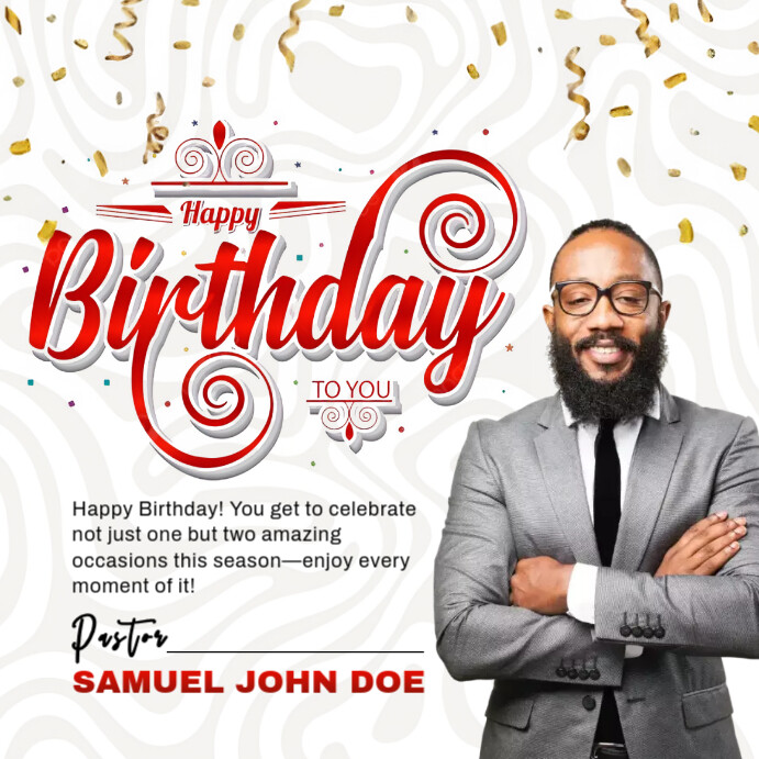 Maximalist Pastors Birthday Celebration Square (1:1) template