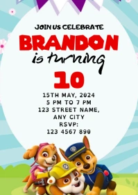 Maximalist Paw Patrol Kids Birthday A5 template