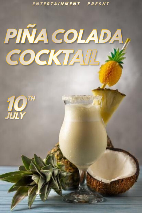 Maximalist Pina Colada Cocktail Poster Templa template