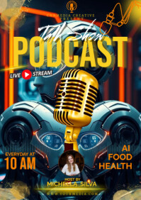 สีดำ Podcast Promotion A2 Template
