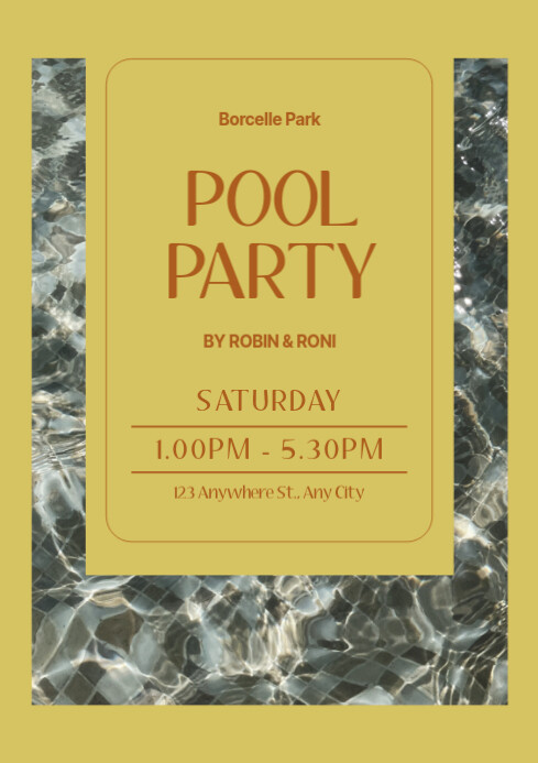 Maximalist Pool Party Ad A4 template