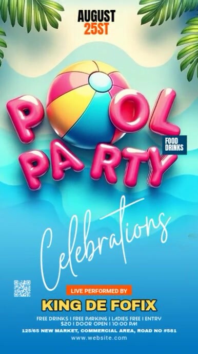 Maximalist Pool Party Digital Display (9:16) template