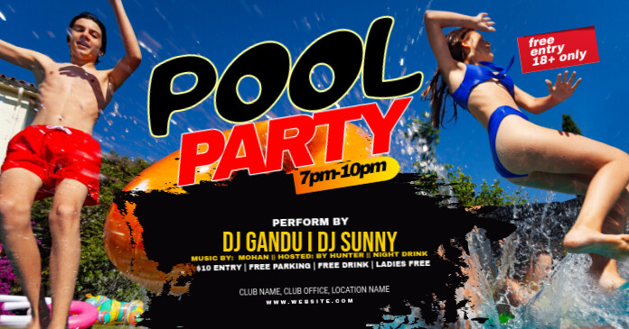 Maximalist Pool Party  Facebook Shared Image template