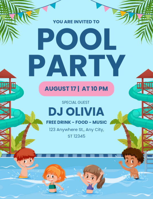 Maximalist Pool Party Flyer (us Letter) template