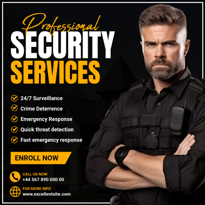 Maximalist Professional Security Services and Protection Solutions Instagram Post template