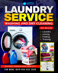 Maximalist Proffesional Laundry Services Dry Cleaning Laundromat Clothes Washing Business Advert Fly Instagram Portrait template