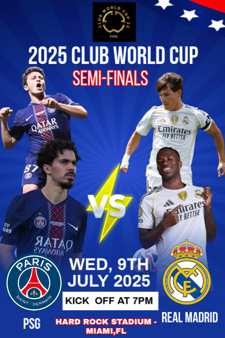 Maximalist Psg Vs Real Madrid Semi-finals Flyer Poster Cartaz template