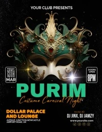 Maximalist Purim Costume Carnival Night Party Flyer (us Letter) template
