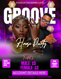 Maximalist Purple Groove House Party  Flyer (us Letter) template