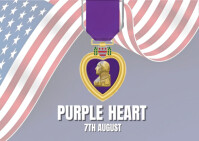 Maximalist Purple Heart Day Postcard template