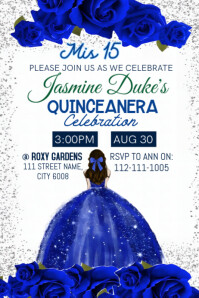 Maximalist Quinceanera Invitation Ads  Poster template
