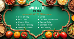 Turquoise Maximalist Ramadan Menu Facebook Event Cover Facebook Event Cover Couverture d'événement Facebook Template