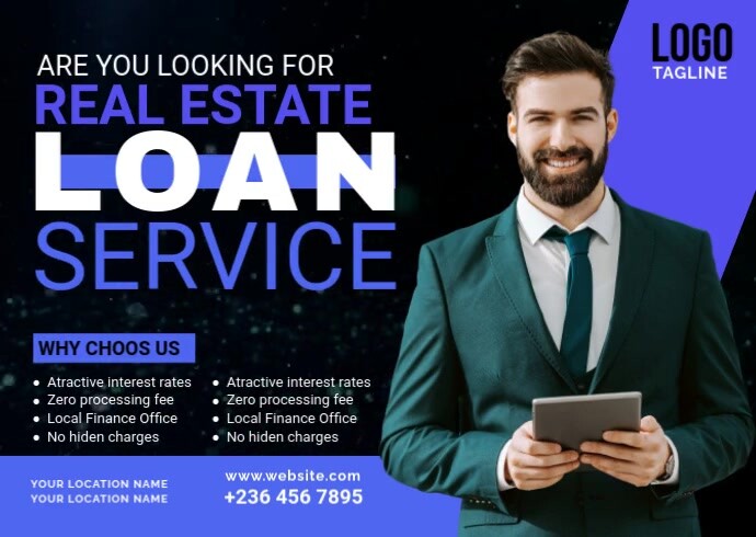 Maximalist Real Estate Loan Banner Ad Postcard Postcard Pocztówka template