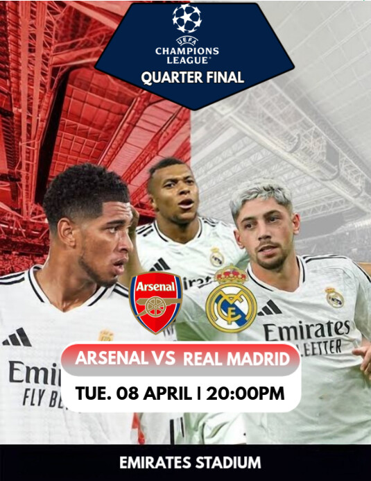 Plantilla de Maximalist Real Madrid Vs Arsenal Champions League Quarter ...
