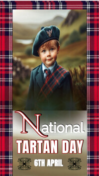 Maximalist Red And White national tartan day template Instagram Story